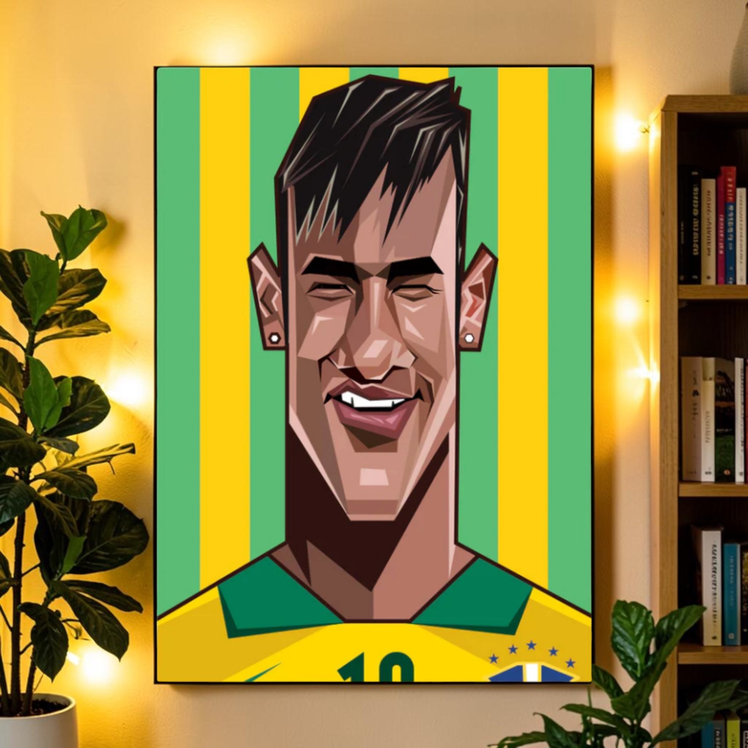 Neymar caricature wall art inspired by football greatness
