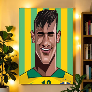 Neymar caricature wall art inspired by football greatness