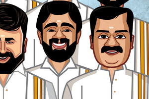 Malayalam cinema legends wall art in traditional attire