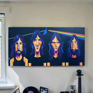 Psychedelic Pink Floyd wall art inspired by iconic prism theme