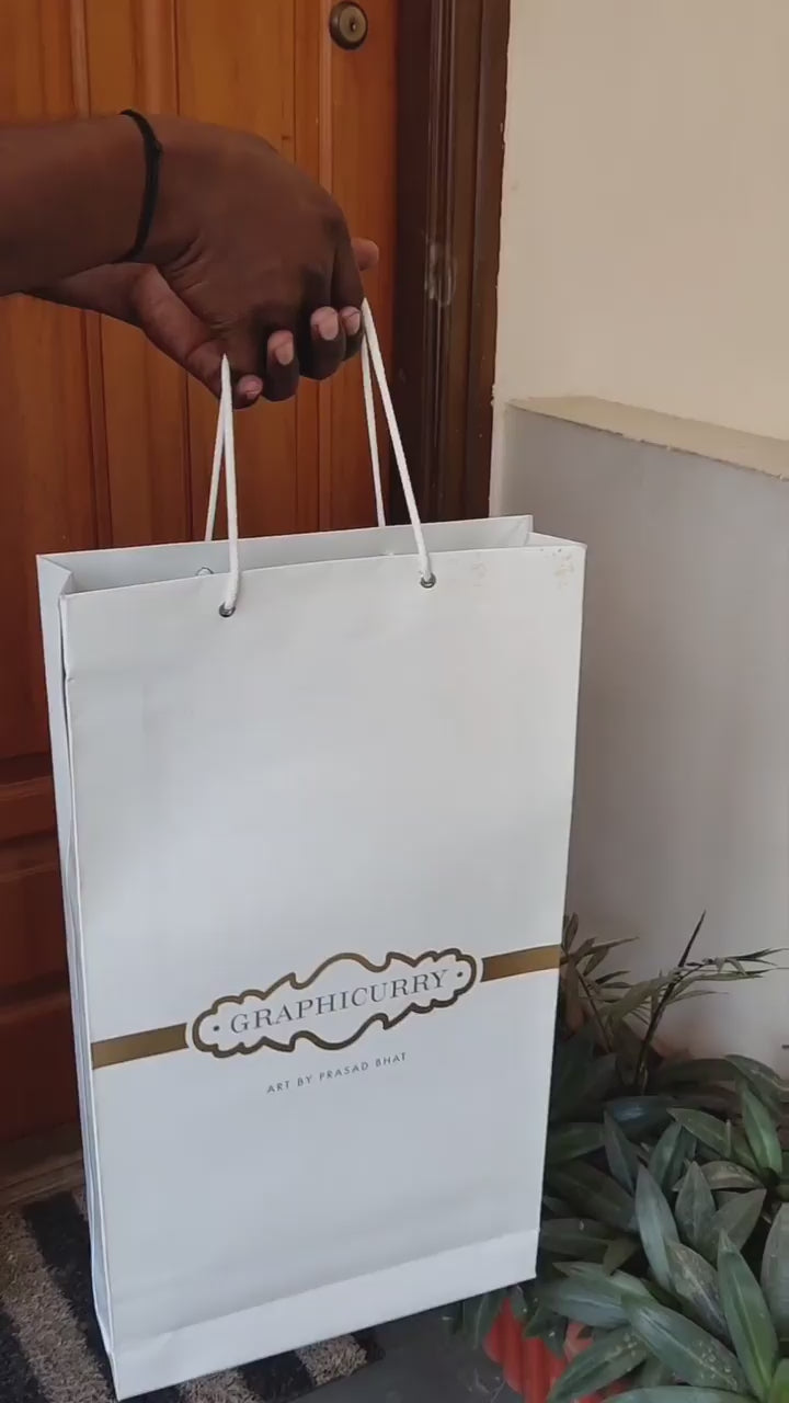 Customer gifting a personalized caricature to son – emotional custom artwork surprise moment