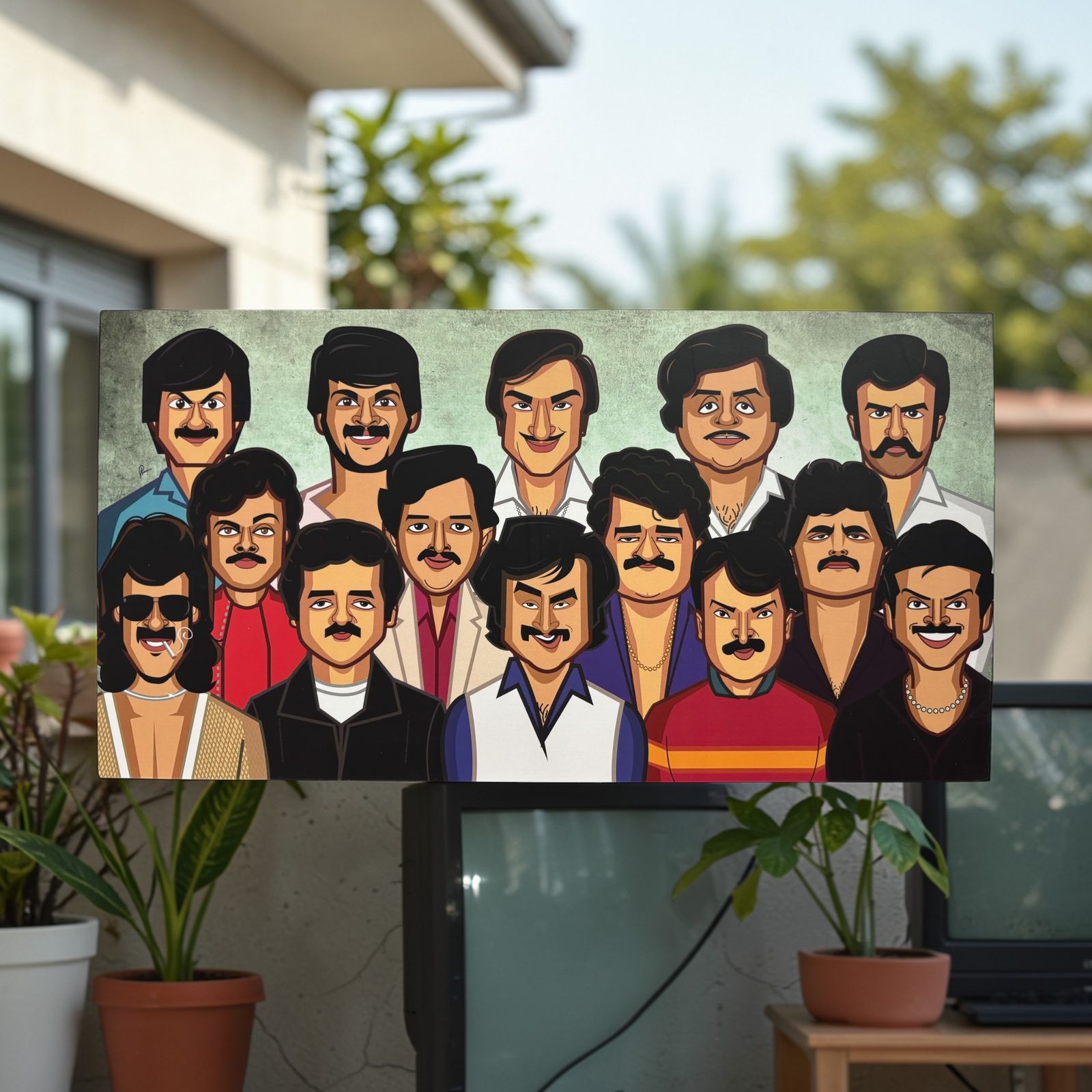 Prasad Bhat South Indian movie legends caricature wall art poster