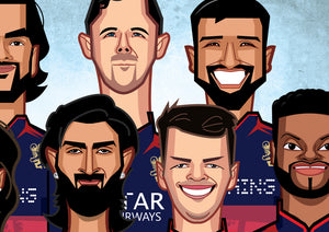 Limited edition RCB champions caricature poster by Graphicurry