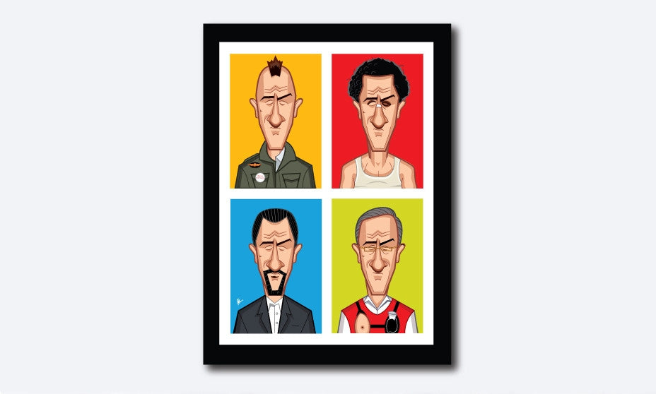 Robert De Niro Evolution poster featuring iconic movie roles