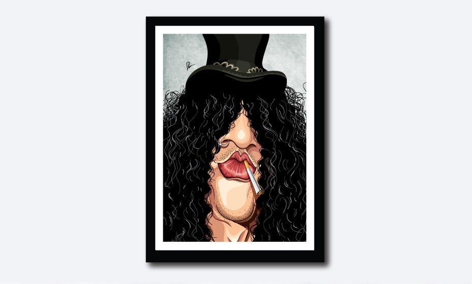 Slash poster featuring Guns N' Roses guitarist caricature art