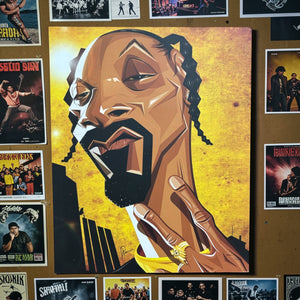 Wall art tribute to Snoop Dogg, one of the greatest West Coast rap legends.