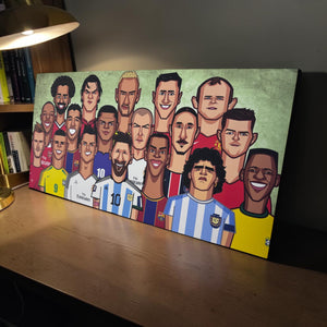 Football icons poster artwork featuring the greatest players in the game