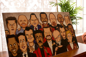 Funny comedians caricature artwork by Prasad Bhat from Graphicurry
