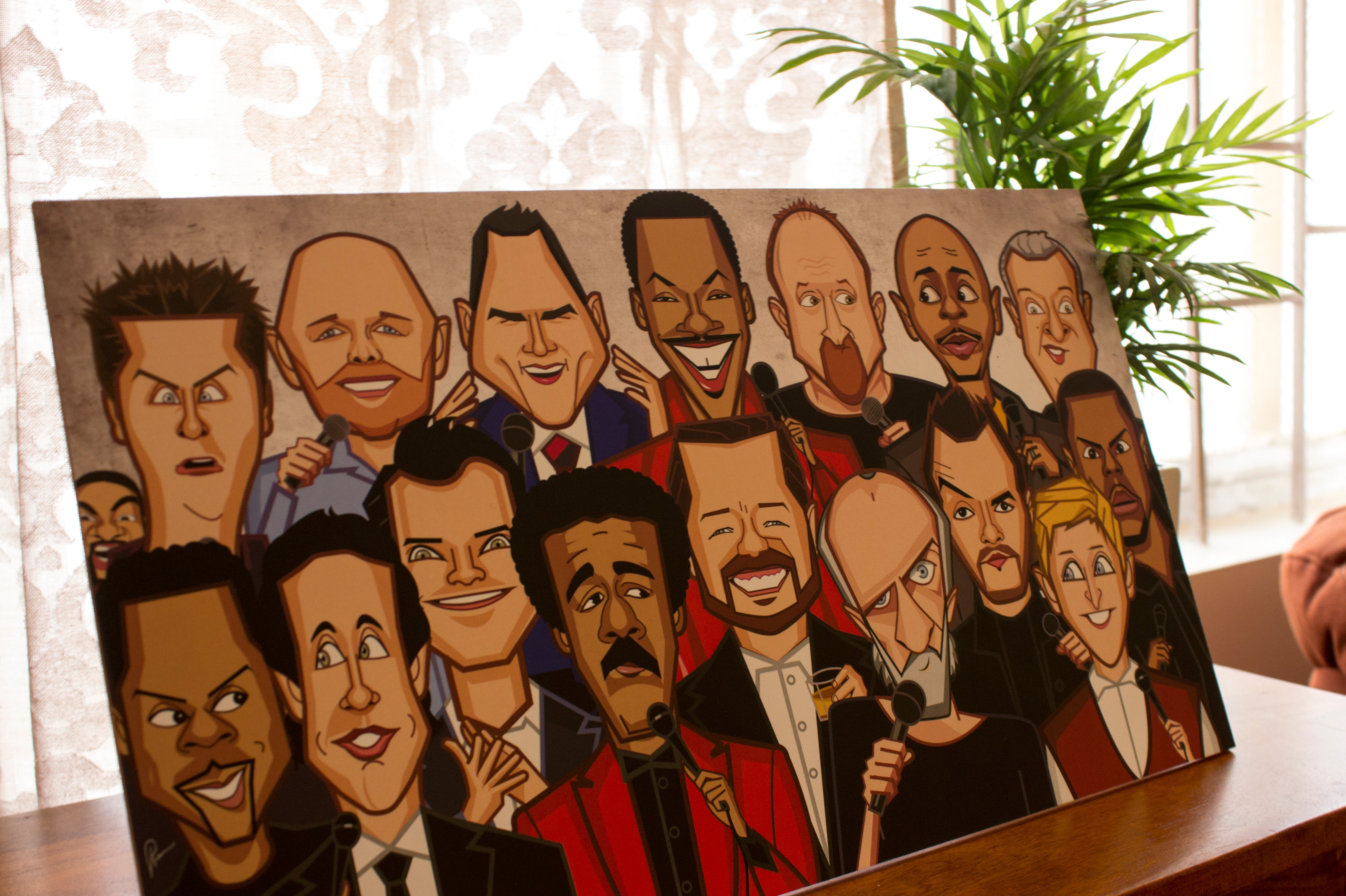 Funny comedians caricature artwork by Prasad Bhat from Graphicurry