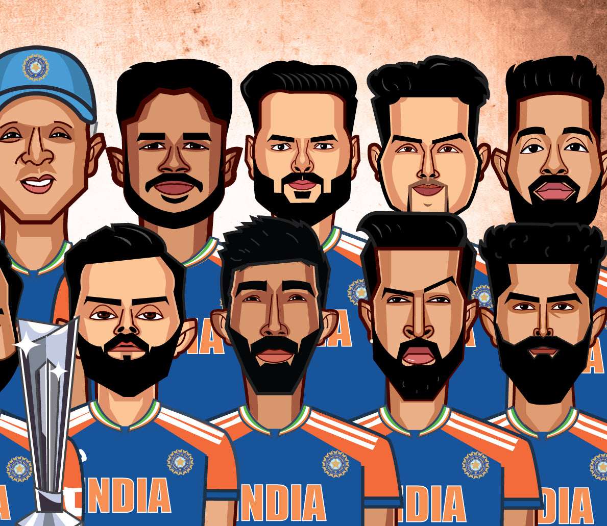 India T20 World Cup winners team portrait premium laminate artwork