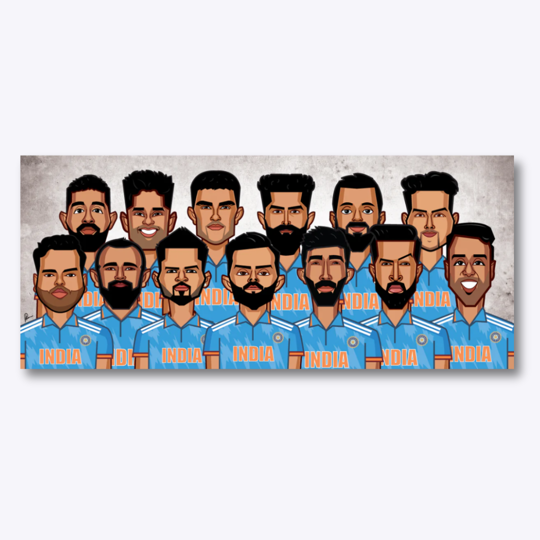 World Cup Team 2023 wall art featuring a tribute to Team India's cricket squad
