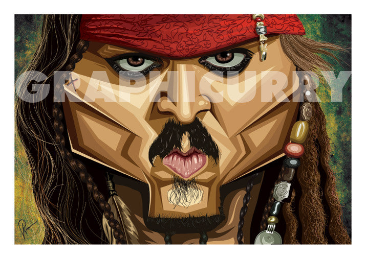 Johnny Depp as Jack Sparrow caricature poster
