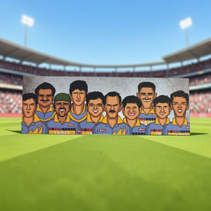 Vintage cricket legends artwork for cricket fans