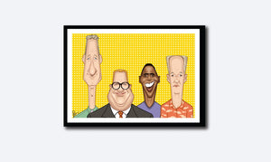Who's Line Is It Anyway poster featuring caricature artwork by Prasad Bhat