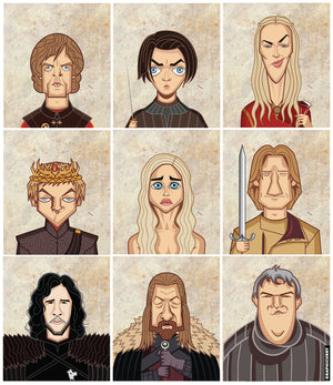 One view of the 3D lenticular poster of GOT Tribute by Prasad Bhat. It shows all the major characters in a square composition in the after avatars.