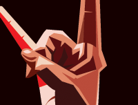 Ronnie Jamse Dio Framed Poster. Artwork by Prasad Bhat. Image shows zoomed in details of Dio's Hand making the Metal music gesture of Horns.