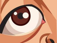 zoom in closeup of details in beatles tribute artwork by Prasad Bhat. It shows the zoom in of Ringo's Eye.