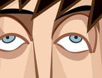 Zoomed in Big Bang Theory Tribute Art Poster by Prasad Bhat in Vector Caricature Illustrative Style. This image shows the strokes used to create droopy eyes of one of the characters.