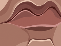 Pulp Fiction art by Prasad Bhat. Caricature Vector illustrative style shows zoomed in details of Vincent's lips