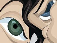 Beatles Poster Details of Eyes in Vector Caricature Artwork by Prasad Bhat, Graphicurry