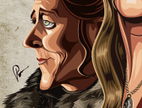Caricature Art of GOT by Prasad Bhat . Image showing zoomed in face of Lady stark.