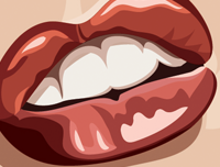 Zoomed in close up of Marilyn Monroe's luscious lips. Caricature art by Prasad Bhat.
