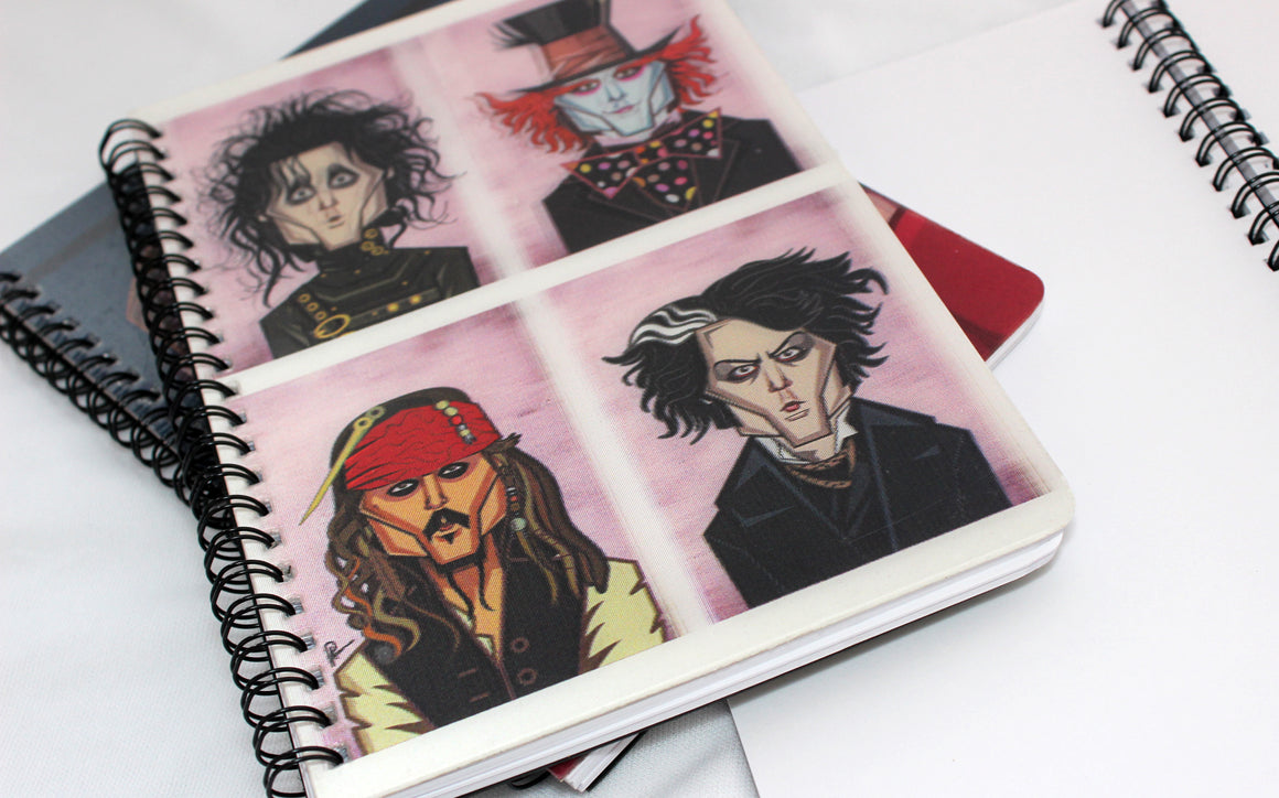 Johnny Depp Avatars in 3D on diary. Lenticular art in vector style by Prasad Bhat, Graphicurry
