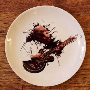 BB King Wall Decor Plate with art by Prasad Bhat on wooden panel