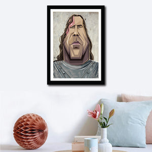 Wall Decor of Game of Thrones Tribute Poster. The Hound, Sandor Clegane, portrayed in caricature by artist Prasad Bhat of Graphicurry