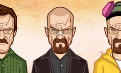 Tribute art by Prasad Bhat to all avatars of Walter White Bryan Cranston